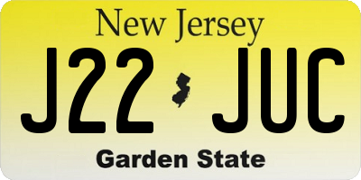 NJ license plate J22JUC