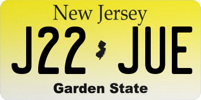 NJ license plate J22JUE