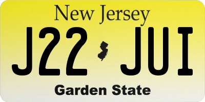 NJ license plate J22JUI
