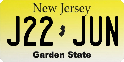 NJ license plate J22JUN