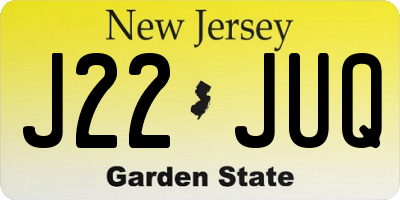 NJ license plate J22JUQ
