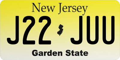 NJ license plate J22JUU