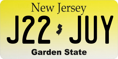 NJ license plate J22JUY