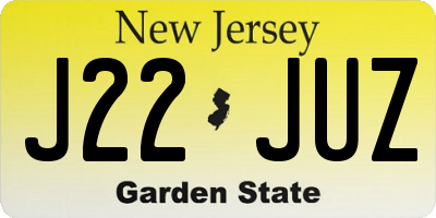 NJ license plate J22JUZ