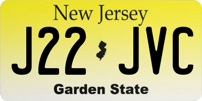 NJ license plate J22JVC