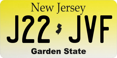 NJ license plate J22JVF