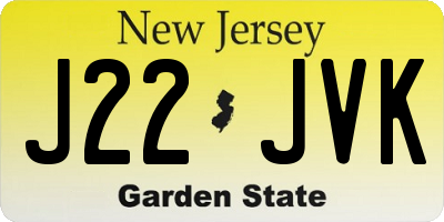 NJ license plate J22JVK