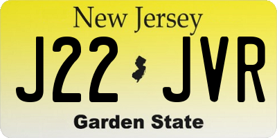 NJ license plate J22JVR