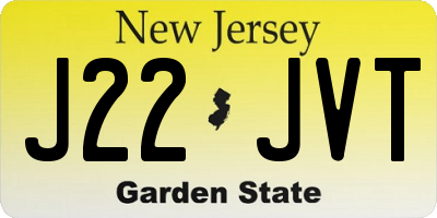 NJ license plate J22JVT