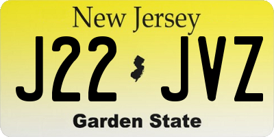 NJ license plate J22JVZ