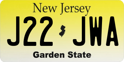 NJ license plate J22JWA