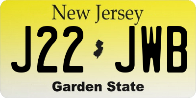 NJ license plate J22JWB