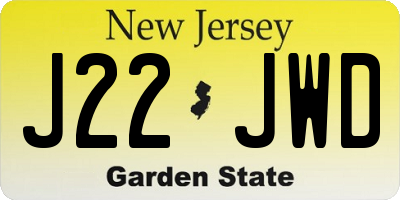 NJ license plate J22JWD