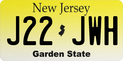 NJ license plate J22JWH