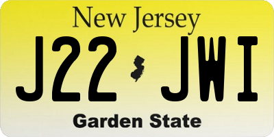 NJ license plate J22JWI