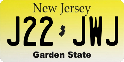 NJ license plate J22JWJ