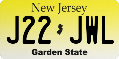 NJ license plate J22JWL