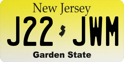 NJ license plate J22JWM