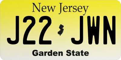 NJ license plate J22JWN
