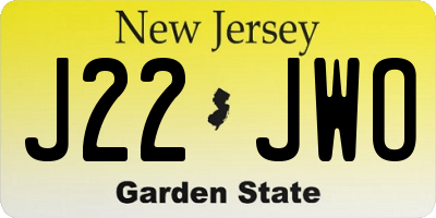 NJ license plate J22JWO