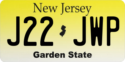 NJ license plate J22JWP