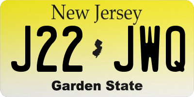 NJ license plate J22JWQ