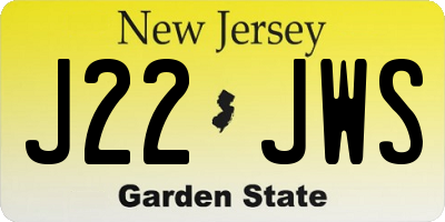 NJ license plate J22JWS