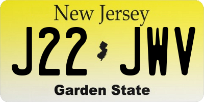 NJ license plate J22JWV