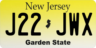 NJ license plate J22JWX