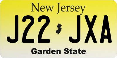 NJ license plate J22JXA