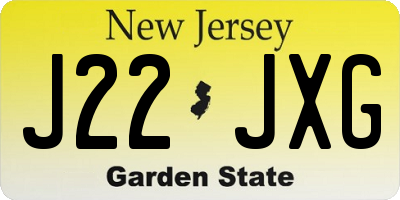 NJ license plate J22JXG