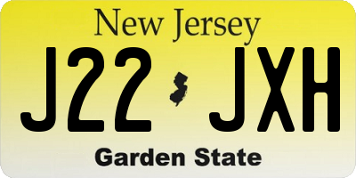 NJ license plate J22JXH