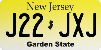 NJ license plate J22JXJ