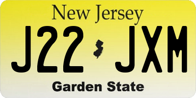NJ license plate J22JXM