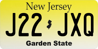 NJ license plate J22JXQ