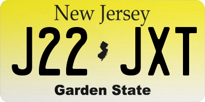 NJ license plate J22JXT