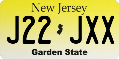 NJ license plate J22JXX