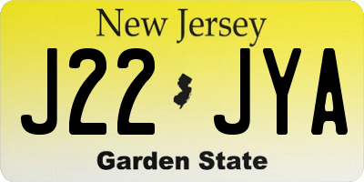 NJ license plate J22JYA