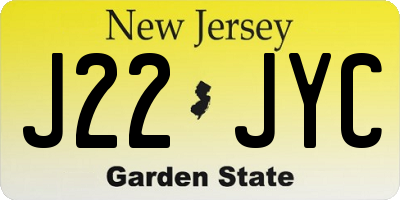 NJ license plate J22JYC