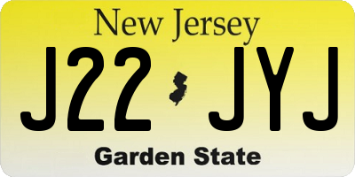 NJ license plate J22JYJ