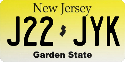 NJ license plate J22JYK