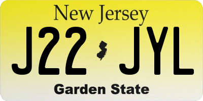 NJ license plate J22JYL