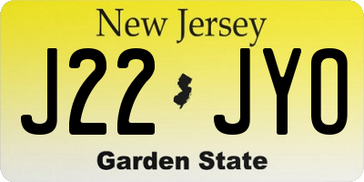 NJ license plate J22JYO
