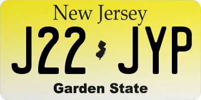 NJ license plate J22JYP