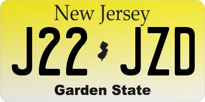 NJ license plate J22JZD