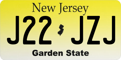NJ license plate J22JZJ