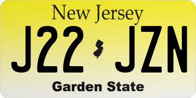 NJ license plate J22JZN