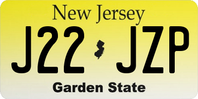 NJ license plate J22JZP