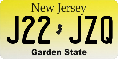 NJ license plate J22JZQ