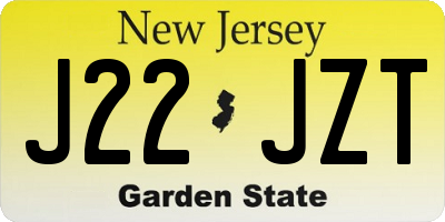 NJ license plate J22JZT